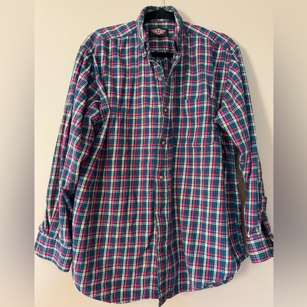 Vintage Plaid Button Down Shirt sz XL
